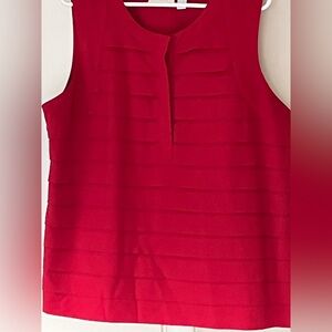 Chico's 3 Red Pleated Top Sleeveless